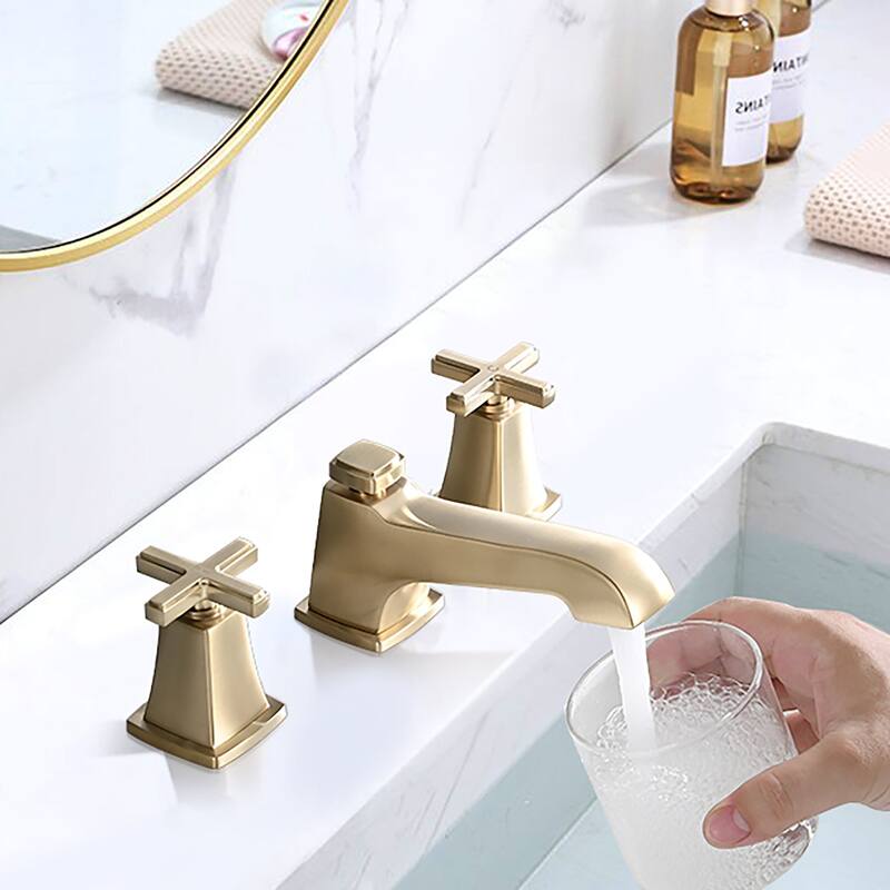 Double Handle Widespread Bathroom Faucet - Brushed Gold