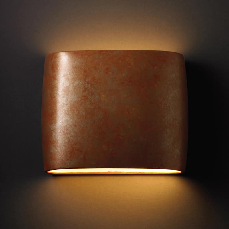 Justice Design Ambiance ADA Rust Patina Wide Wall Sconce