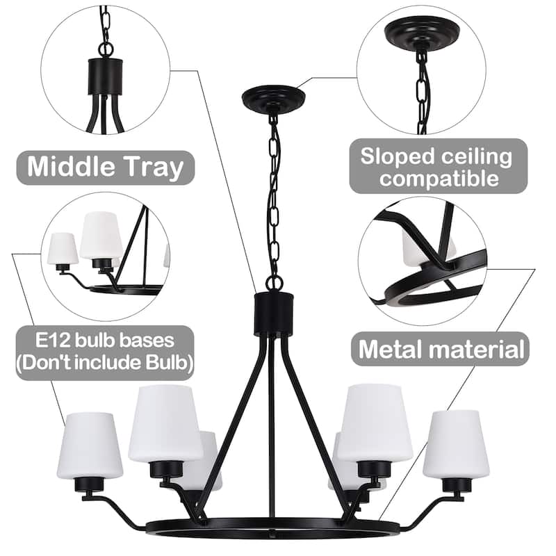 6 - Light Dimmable Kitchen Island Wagon Wheel Chandelier