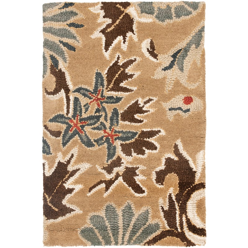 SAFAVIEH Handmade Blossom Kseniya Modern Floral Wool Rug - 2'6" x 4' - Beige/Multi