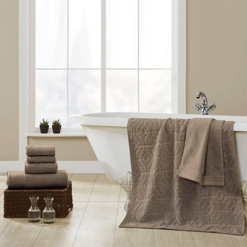 Modern Threads 6-Piece Yarn Dyed Diamond Gate Jacquard Towel Set