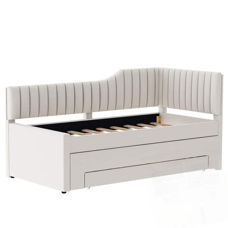 Upholstered Daybed with Trundle and Three Drawers