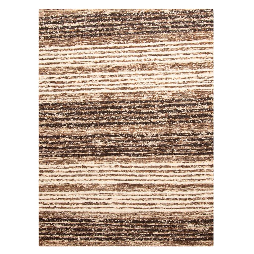 ECARPETGALLERY Braid weave Sienna Brown Wool Rug - 5'6 x 7'5