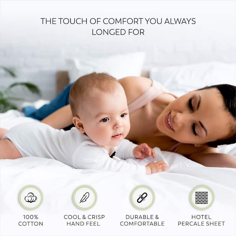 Purity Home 100% Cotton Long Staple Ultra-Soft Percale Sheet Set