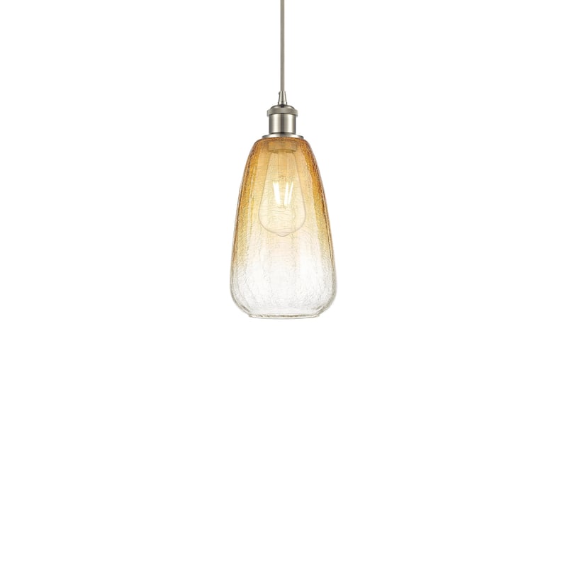 Innovations Lighting 516-1P-13-6 Brookhaven Almond Pendant Brookhaven - Brushed Satin Nickel / Amber