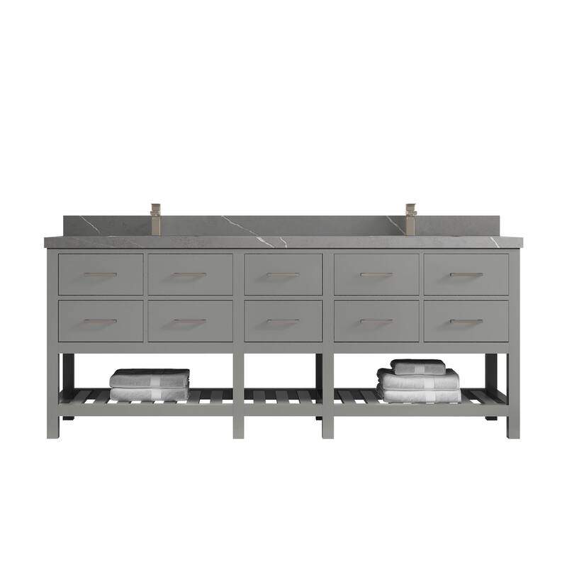 Willow Collections 84 in. W x 22 in. D Parker Double Sink Bathroom vanity with Regular Countertop