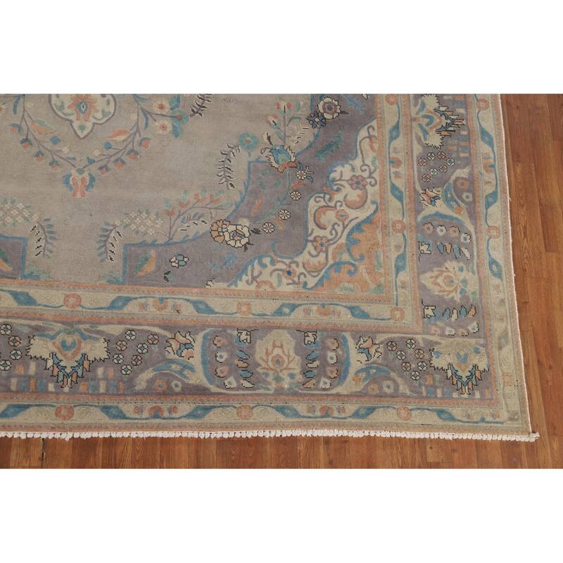 Tabriz Vintage Persian Area Rug Hand-Knotted Wool Carpet - 9'11" x 12'11"