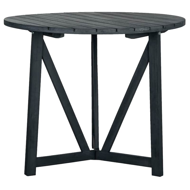 SAFAVIEH Outdoor Hyong Round Table - 35Wx35Dx29H - Dark Slate Grey