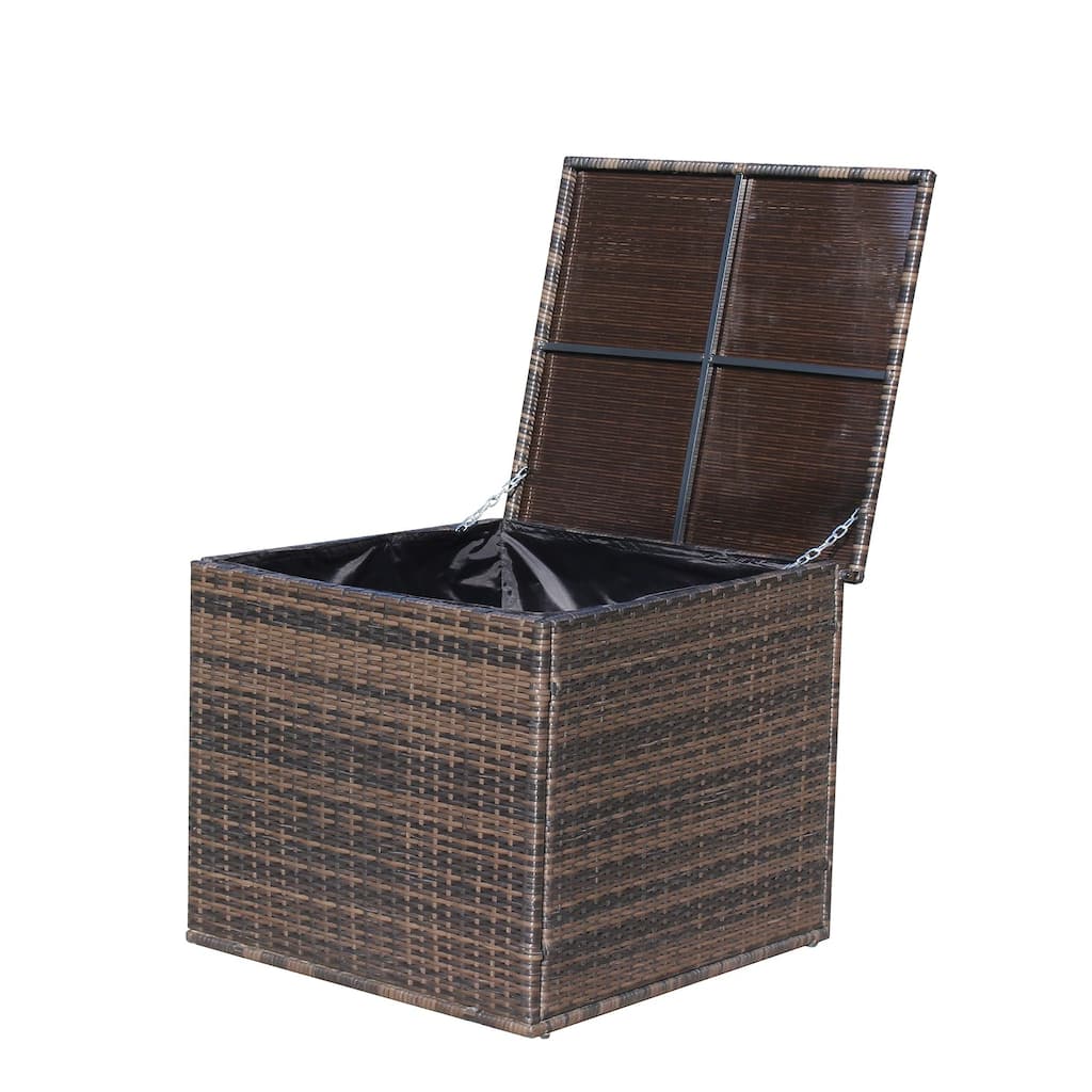 70 Gal. Brown Wicker Outdoor Storage Deck Box - 70 Gallon