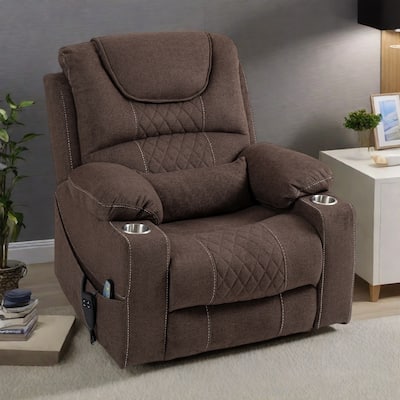 Velvet Oversized Power Lift Recliner Chair with Dual OKIN Motors, 180° Flat Lay, Cup Holders, and 400 lbs Capacity