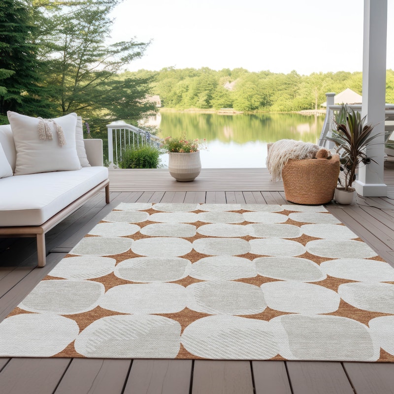 Machine Washable Indoor/ Outdoor Chantille Puffy Modern Rug - Paprika - 9' x 12'