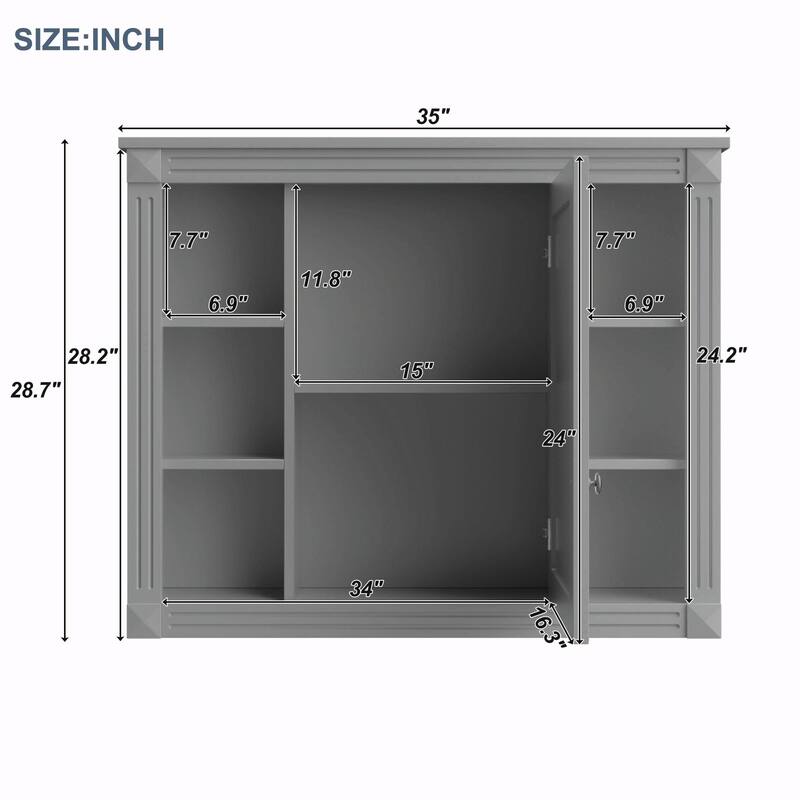 35'' x 28'' Wall Mounted Bathroom Storage Cabinet with Mirror