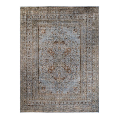 Overdyed, One-of-a-Kind Hand-Knotted Area Rug - Gray - 10' 1" x 13' 9"