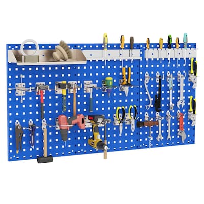 Gymax 3 Pcs Pegboard Wall Organizer w/ 25 Hooks Drill Bit Holder