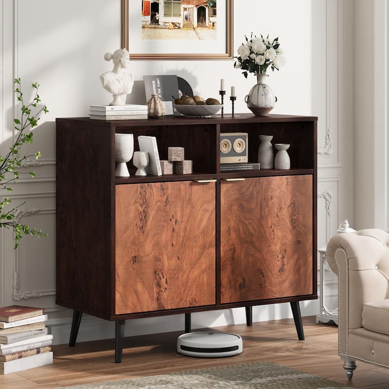 Buffet Cabinet Sideboard with Storage,31.5'' Credenza Storage Cabinet with Doors,Kitchen Buffet Coffee Station Cabinet - Retro