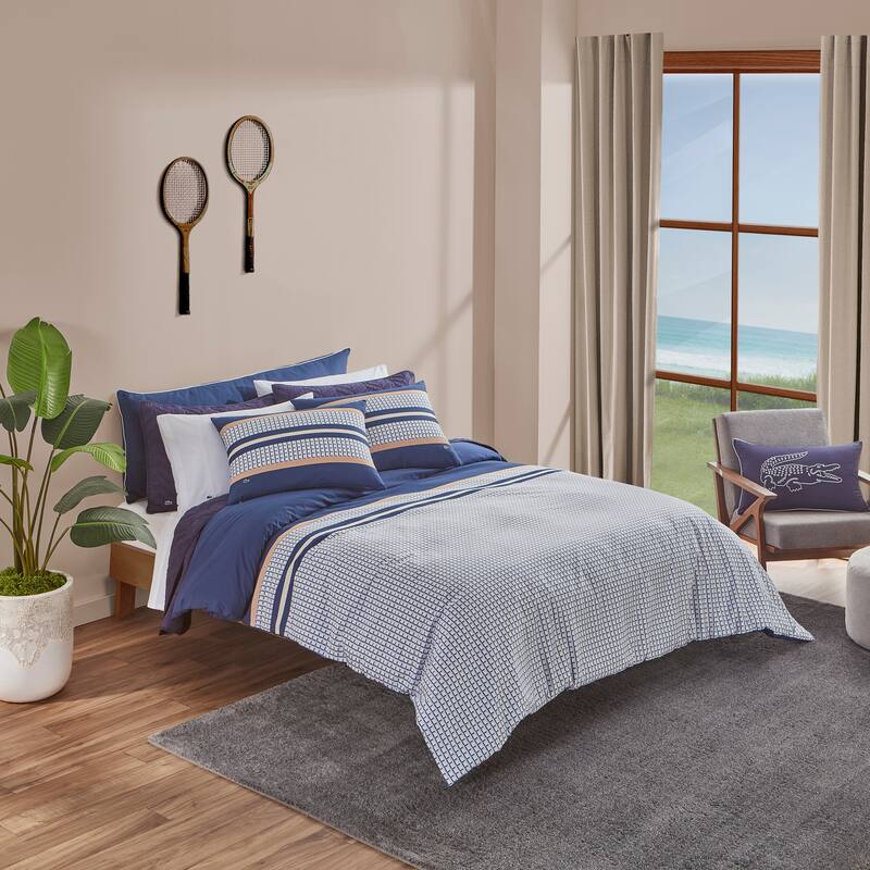 Lacoste Micro Logo 3-Piece Cotton Comforter Set