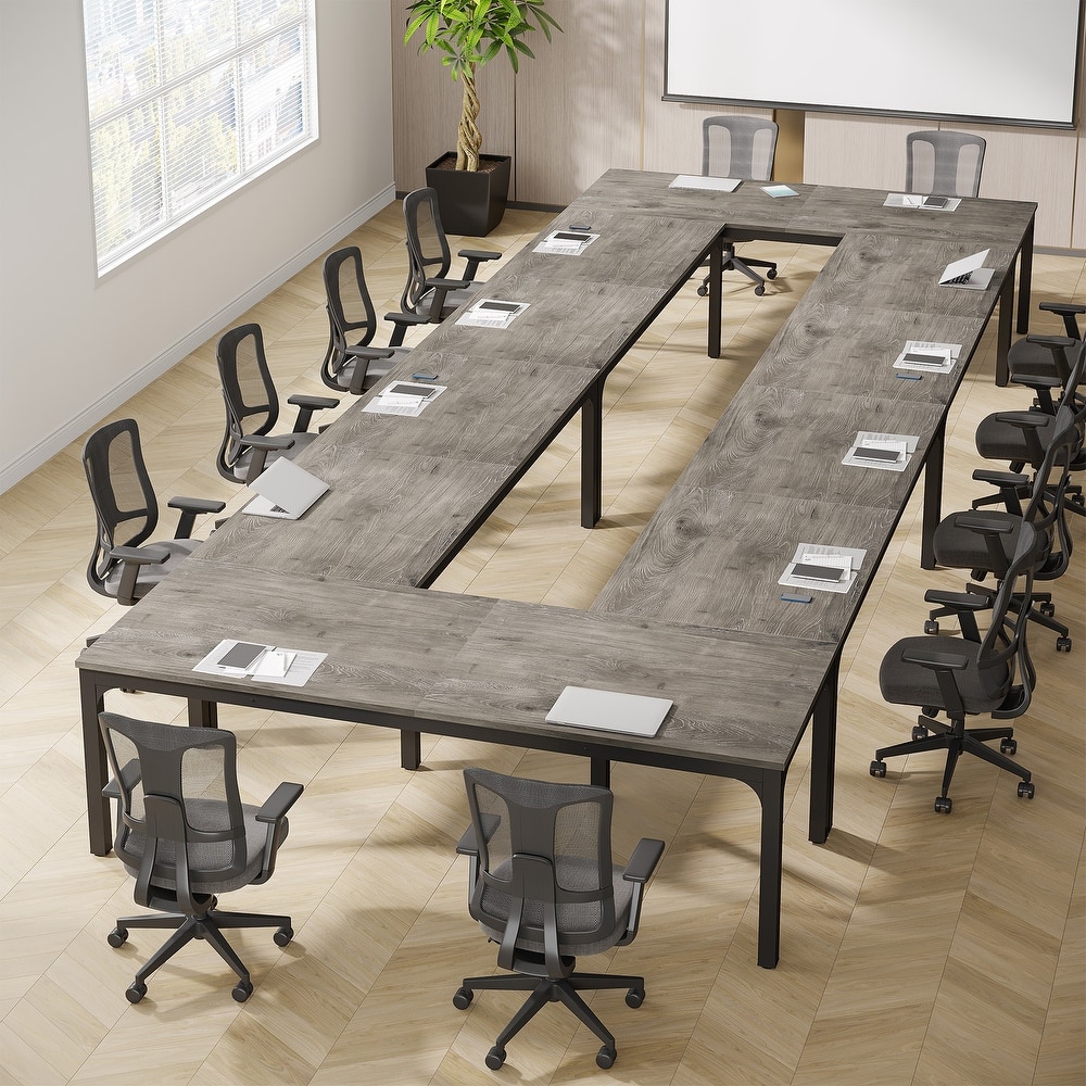 19FT Conference Table,Large Rectangle Meeting Seminar Table for 16-22 Person