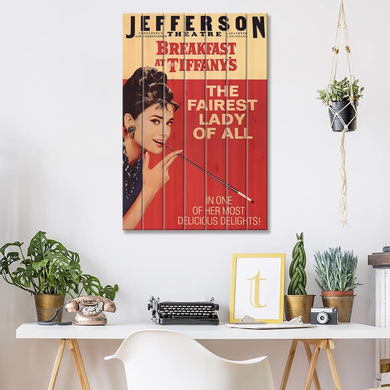 Breakfast At Tiffany's Film Poster (Jefferson Theatre Edition) Print On Wood by Radio Days - Multi-Color