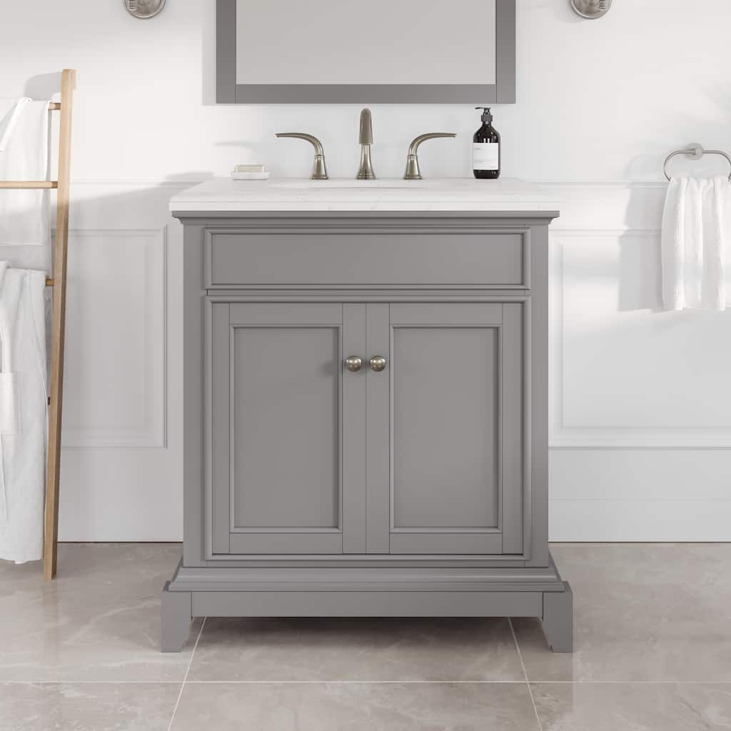Elite Stamford Bath Vanity with Carrara Quartz Top and Porcelain Sink
