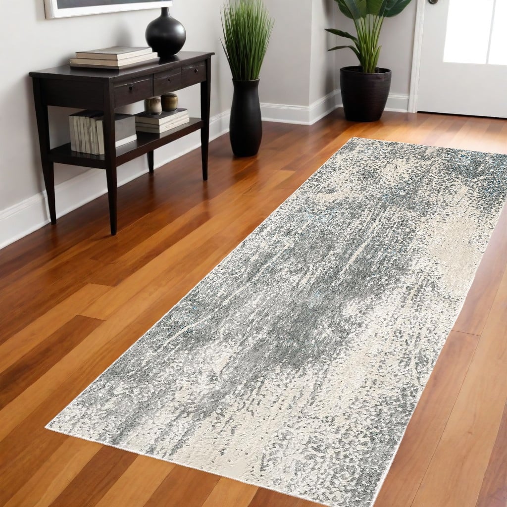 Zepuw Power Loomed Abstract Modern Stain Resistant Area Rug By HomeRoots - 94' X '34' X '0.39