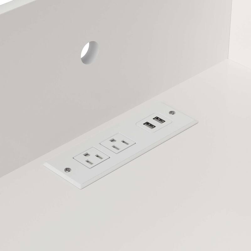 3-Pieces Bedroom Sets,Metal Bed Frame with Outlets, Charger, 4 drawers and Two Nightstands with Charging Station and LED Lights