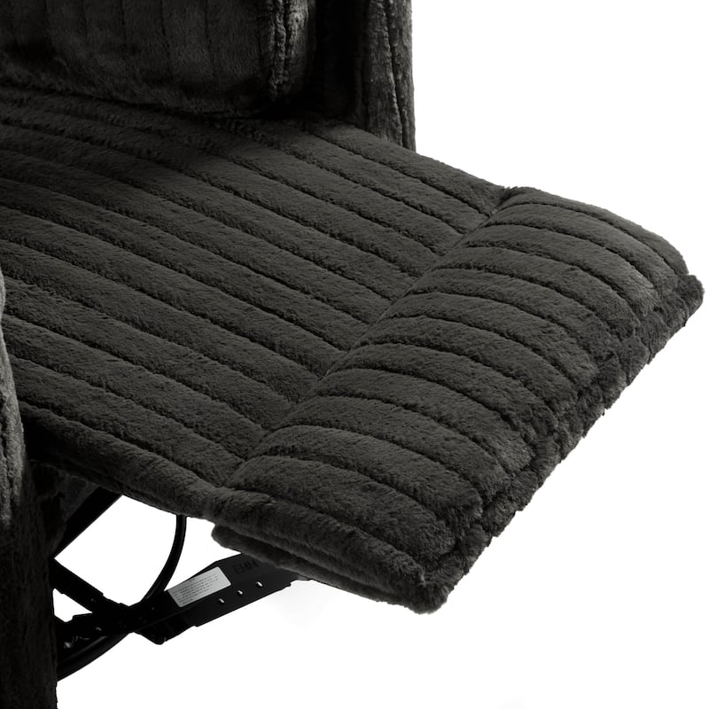 Furniture of America Jorvien Modern Chenille Power Swivel Glider Recliner with Pillows