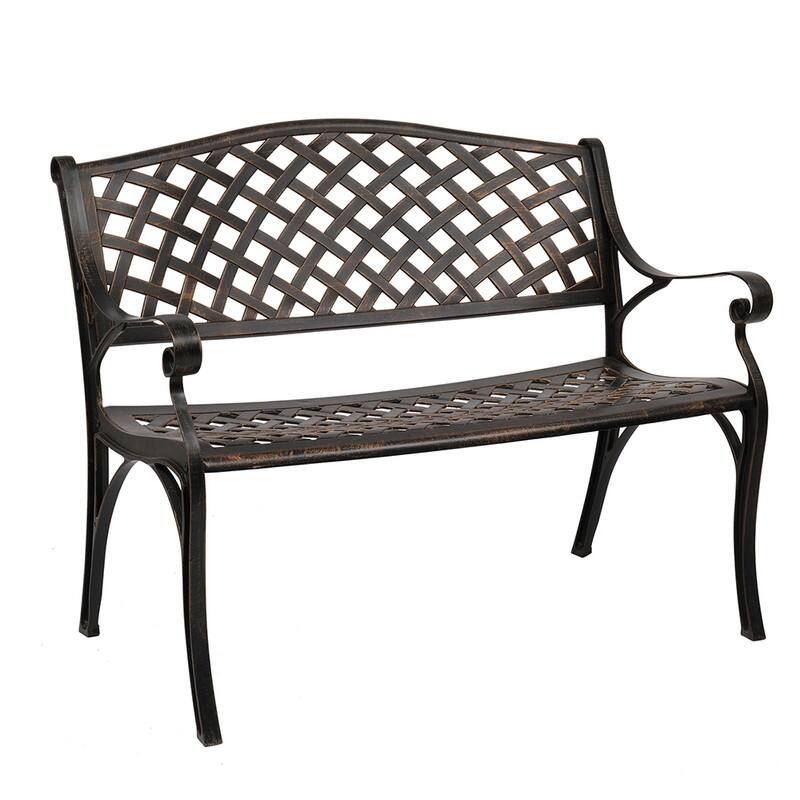 40.5 Inch Durable Cast Aluminum Outdoor Park Bench for Gardens-image