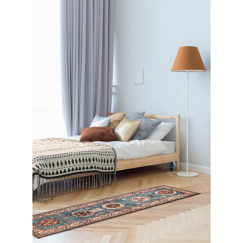 ECARPETGALLERY Hand-knotted Aryana Sky Blue Wool Rug - 2'7 x 8'0