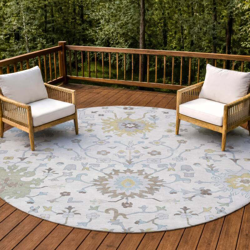 Machine Washable Indoor/ Outdoor Global Dillon Chantille Rug - Ivory - 8' x 8'