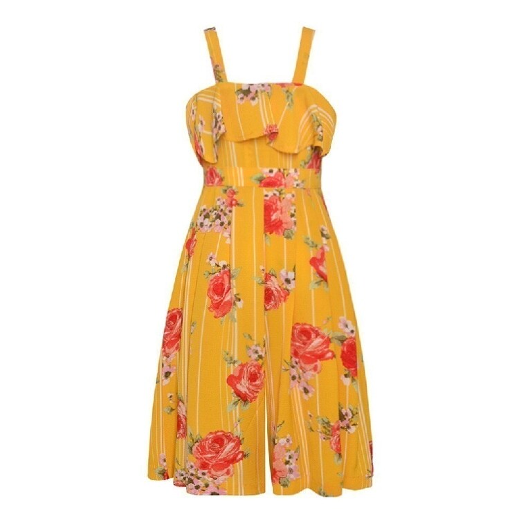 yellow jean jumpsuit