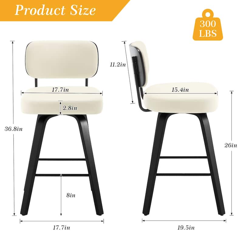 26"/29" Swivel Counter/Bar Stools with Black Bentwood Legs