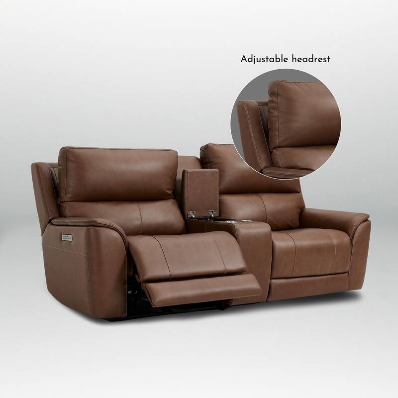 95" W Premium Genuine Leather Triple-Power Double Width loveseat with Zero Gravity, USB & Type-C Ports