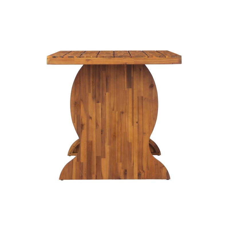 Christopher Knight Home Thalorin Vietnamese Acacia Wood Outdoor Dining Table with Fishtail Legs and Slatted Top