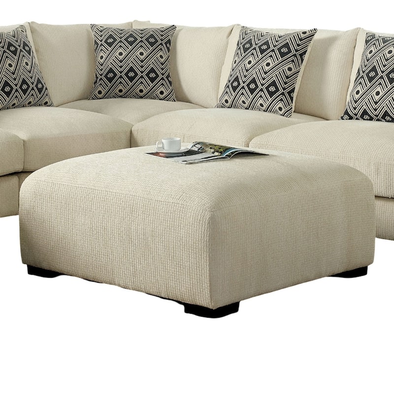 Contemporary Style Square Upholstery Ottoman Memory Foam Tapered Legs Modular Design