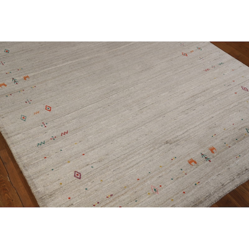 Hand Knotted Oriental 100% Wool Carpet Tribal Animal Pictorial Multi-Colored Gabbeh Area Rug - 8' 1'' X 5' 2''