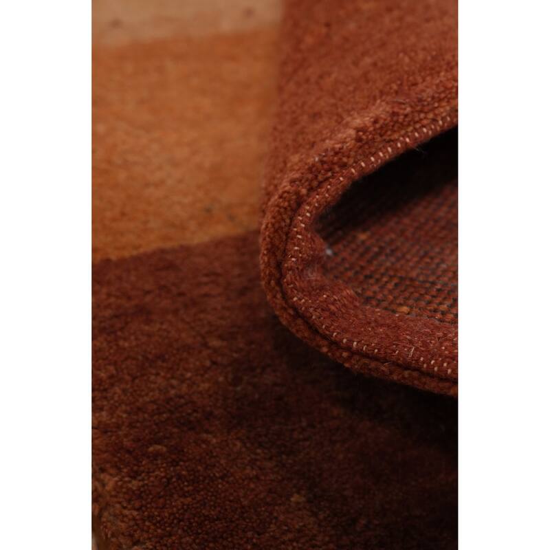 Hand Knotted Oriental 100% Wool Carpet Modern Stripe Oranges & Rust Gabbeh Area Rug - 4' 5'' X 2' 4''