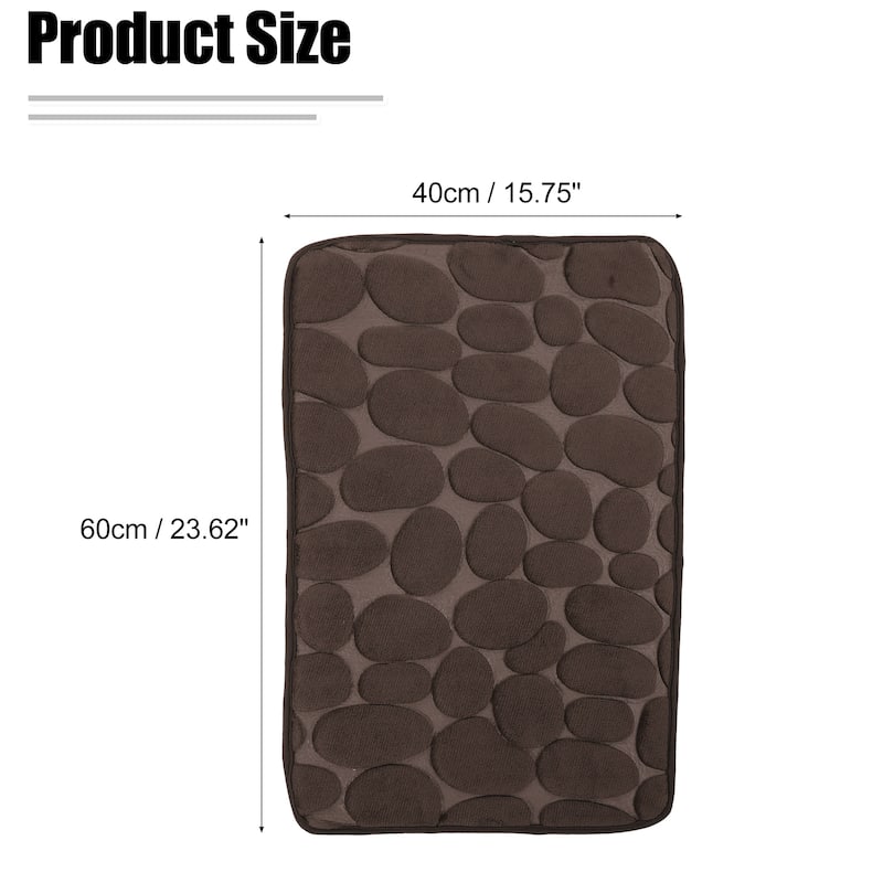 Non-Slip Bathroom Rugs, Polyester Bath Mat, Machine Washable Brown Cobblestone Pattern 23.62"x15.75"