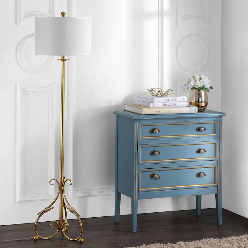 SAFAVIEH Lighting 60-inch Elisa Baroque Antiqued Gold Floor Lamp - 15"x15"x60"