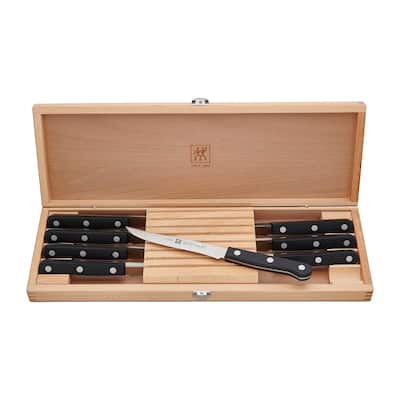 ZWILLING TWIN Gourmet Classic 8-pc Steak Knife Set with Wood Case - Stainless Steel
