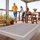 preview thumbnail 6 of 9, Beverly Rug Bordered Indoor Outdoor Rug, Outside Carpet for Patio, Deck, Porch - Grey
