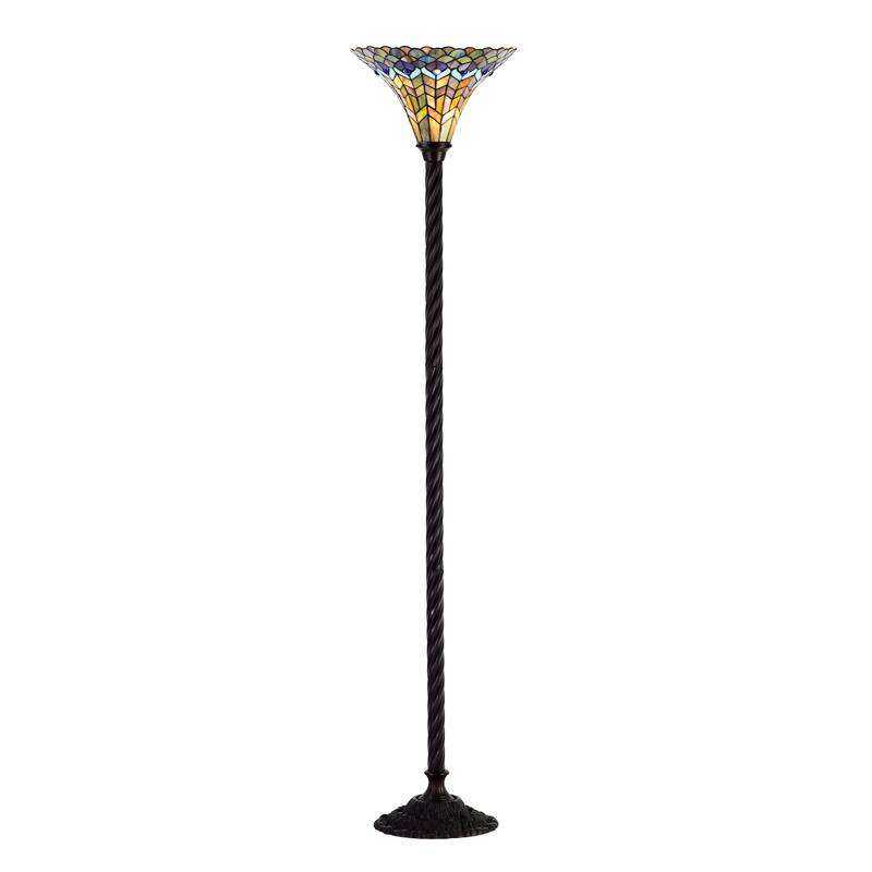 Tiffany-style Peacock Torchiere