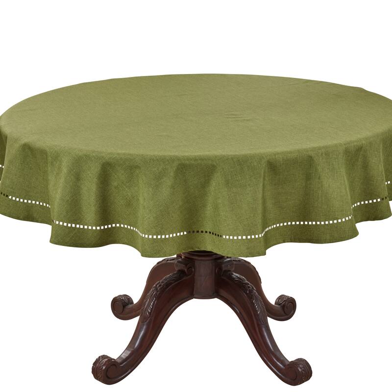 Solid Textured Tablecloth with Clean Drape, Minimal Decorative Edge, and Versatile Styling for Dining and Entertaining - 60" - Green