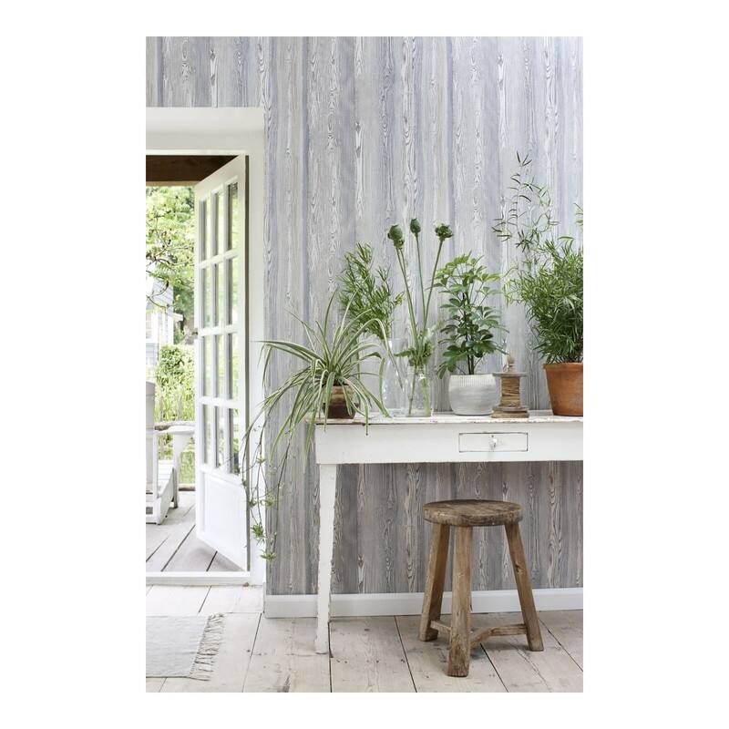 ESTA Home Cady Blue Wood Panel Wallpaper - 20.5 x 396 x 0.025