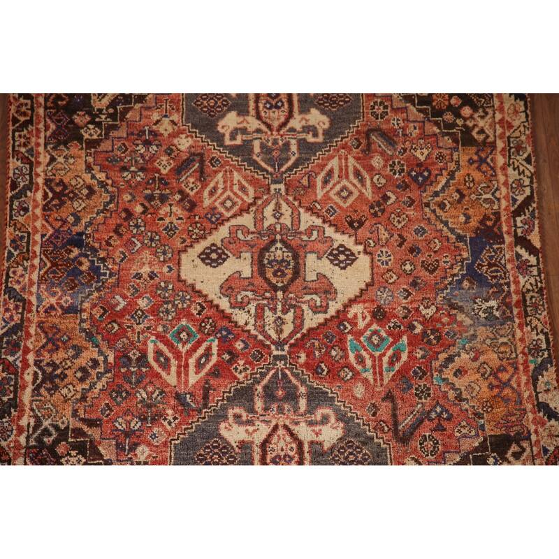 Tribal Shiraz Persian Vintage Area Rug Handmade Wool Carpet - 3'9"x 5'6"