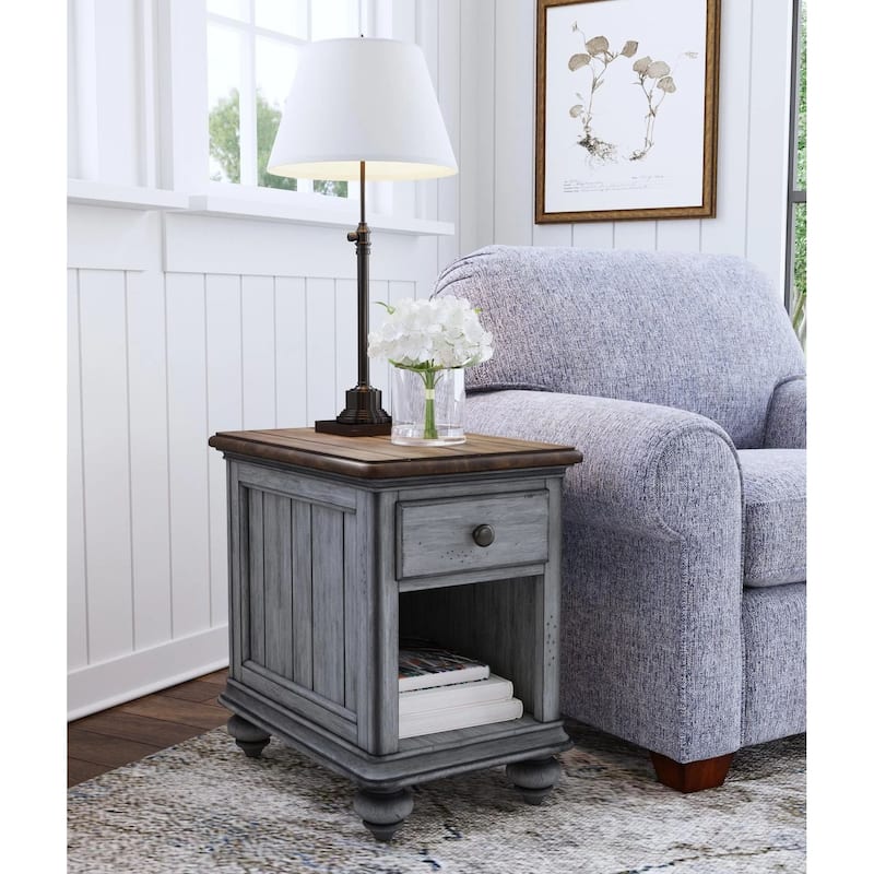 Plymouth Brown Wood Chairside Table by Flexsteel - 16" x 23" x 23" - Brown