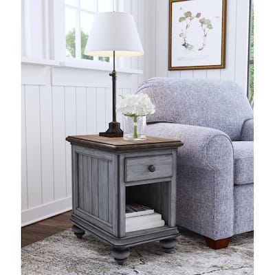 Plymouth Brown Wood Chairside Table by Flexsteel - 16" x 23" x 23"
