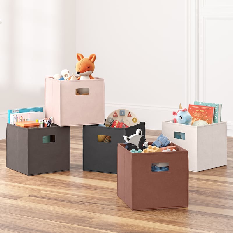 RiverRidge Kids 2pc Fabric Collapsible Storage Cube Organizers with Handles for Playroom Organization