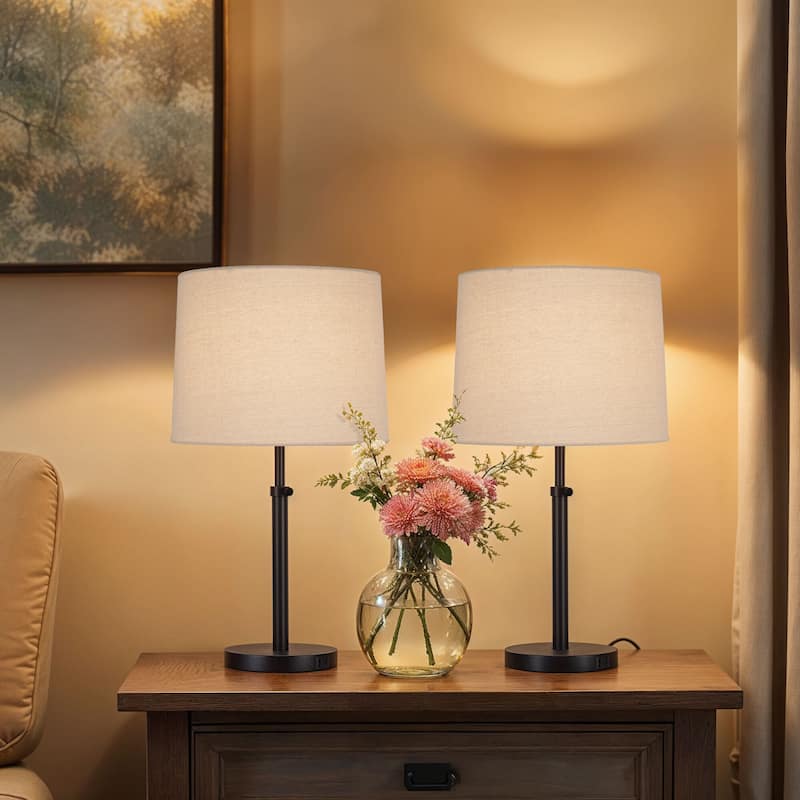 Kenroy Home Beckett Lamp with USB ports - Dark Bronze - Set of 2