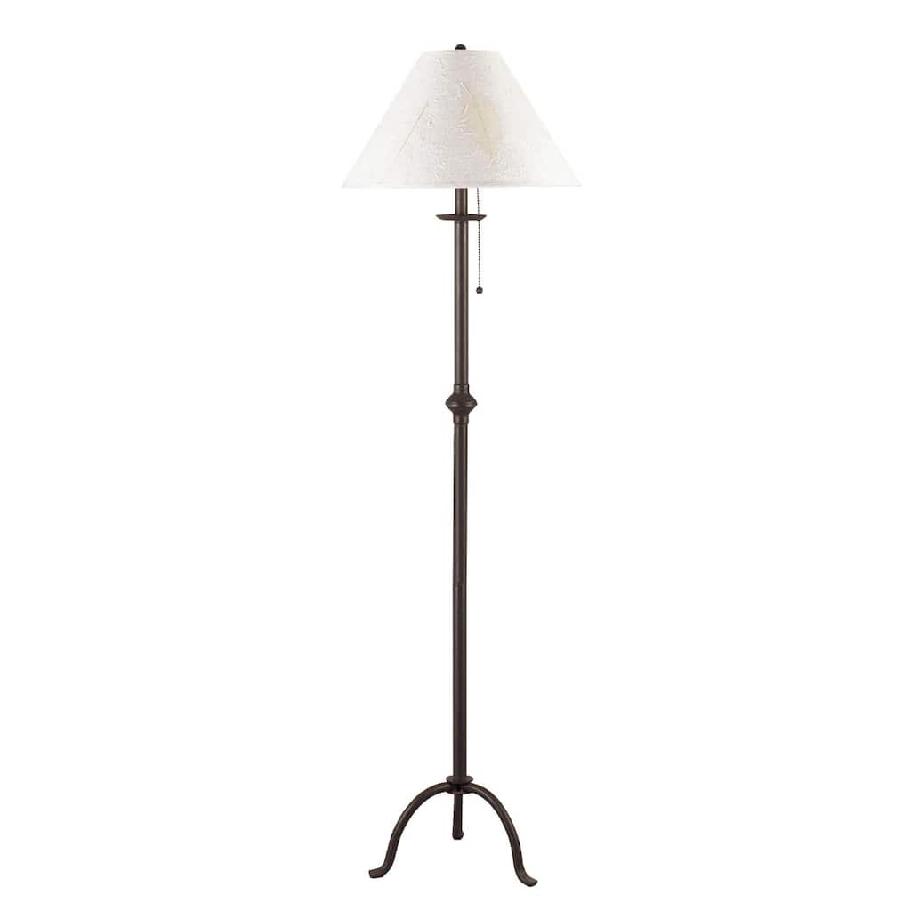 57" Black Traditional Shaped Floor Lamp With White Empire Shade - 16" x 16" x 57"