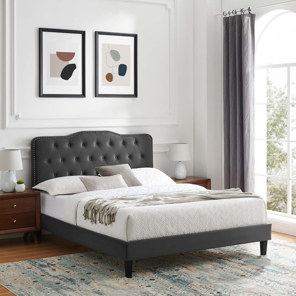 Amber Performance Velvet Twin Platform Bed
